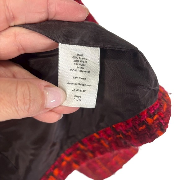 Talbots Red Tweed Plaid Blazer Jacket Double Breasted Christmas Office Size 10 - Picture 6 of 6